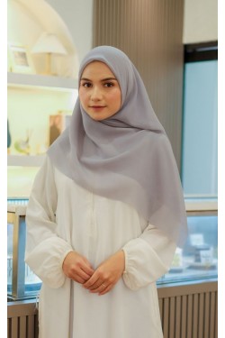 Hijab Segi 4 Double Haikon Lasercut Grey